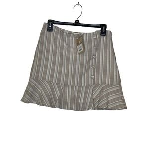 Steel‎ Mill Co Women Skirt Fashion On Earth Linen Blend Ruffle Stiped  Large NWT